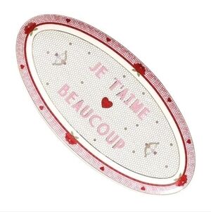 Anthropologie Bistro Tile Valentine Stoneware Platter Pink Hearts